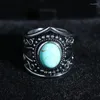 Bagues de cluster rondes cadeaux antiques pour hommes vert zircon couronne intage bague cuivre placage noir géométrique classique bijoux