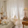 Curtain White Pompom Sheer Curtains Girls Room Romantic Elegant Vintage Lace Tulle Light Filtering Window Drapes Curtains for Bedroom 231019