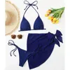 Costume da bagno donna sexy triangolo push up costume da bagno donna set 3 pezzi bikini estate mini perizoma biqiuni beachwear maglia gonna corta fasciatura