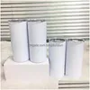 Tumblers sublimering Tumbler 15oz Tall Slim Straight White Blank Vacuum Insated Water Cup For Heat Transfer Drop Delivery Home Garde DHKDB