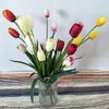 Flores decorativas 2 peças 53cm flor artificial 3 pontas buquê de tulipa decoração de casa arranjo de seda suporte de casamento