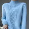 Camisolas femininas Autumn Winter Women Cashmere Sweater Fashion Fashion Casual Half Collar Thread