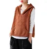 Gilet da donna Maglione Gilet con cappuccio lavorato a maglia Primavera e autunno 2023 Top pieghevole con spalle