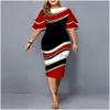 Plus Size Dresses Women Dress Elegant Geometric Print Evening Party Casual Layered Bell Sleeve Office Bodycon Club Outfits Drop Deli