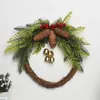 Couronnes de fleurs décoratives Noël pomme de pin cloche rotin couronne campagne porte cintre tenture murale décor fenêtre décoration Simulation guirlande 231019