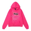 S55der Young Thug 5555 Men Women Hoodie High Quality Foam Print Spider Web Graphic Pink Sweatshirts Pullovers S-XL