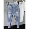 Sweats à capuche pour hommes Sweatshirts Printemps Été Mode Coréenne Hommes De Luxe Jeans Salopette Cordon Élastique Cargo Lavé Vêtements Fuselés Baggy Joggers Pantalon 231018