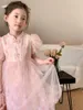 Girl Dresses Girl's Dress Cheongsam Summer Princess Ball Gown Brithday Korean Style Party Solid Children Clothing