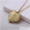 Christmas Decorations Sublimation Blanks Necklace Decorations Locket Fashion Angel Wings Transfer Printing Heart Shape Consumables For Dhdu7