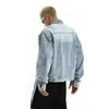 Jaquetas masculinas de alta qualidade lavagem ombro zíper americano retro jaqueta masculina legal marca moda nicho design sentido denim 231018