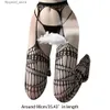 Sexiga strumpor kvinnor goth punk sexig fisknät strumpbyxor underkläder ihåliga ut randiga jacquard rena mesh tights harajuku suspender lår höga bälte q231019