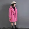 ジャケットの冬の女の子のための冬のトレンチコートシープスキンソリッドカラー長いオーバーコートユニセックス厚い毛皮ターンダウンクーラー231018