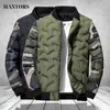 Mens Down Parkas Vestes d'hiver et manteaux Vêtements d'extérieur Camouflage Bomber Veste Coupe-vent Épais Chaud Mâle Militaire 231018