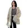 Women's Fur ZXRYXGS 2023 Elegant Fashion Imitation Coat White Spell Color Korean Women Coats Autumn Winter Clothing