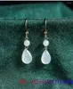 Boucles d'oreilles pendantes en jade birman, goutte d'eau chinoise, argent 925 naturel, pierre précieuse vintage, émeraude, cadeau pour femmes, bijoux de créateur, pierre blanche