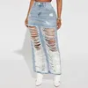 Saias 5 pcs granel atacado buraco denim mulheres sexy oco out maxi saia verão cintura alta streetwear reto jean vestidos 10187