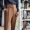 Men's Suits Trendy Men Pants Male Dress Trousers High Waist Slim Fit Zipper Streetwear