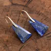 Boucles d'oreilles pendantes en pierres naturelles bleues, crochet goutte, bijoux tendance pour femmes, nouveauté