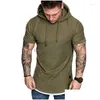 Mens Hoodies Verão Elegante Casual Hoodie Lace Up Camisa Branca Com Capuz Manga Curta Slim Tops Sport Wear Plus Size Solid Drop Delivery