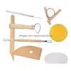 Craft Tools 8pcs/Set keramische y tools houten klei wax tool kit snijden sculing modellering craft sset home tuin kunsten, ambachten cadeaus dhfgm