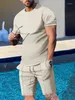 남자 트랙복 남자 옷 티셔츠 세트 3D 프린트 컬러 디자인 o-neck Outdoor Street Short Sleeve Clothing Apparel 2pcs Summer