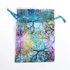 100 st Rainbow Coral Big Size Organza Jewelry Gift Pouch Bags Drawstring Candy Påsar236r