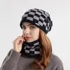 Beanie/Totenkopfmütze, Beanie-Mütze, Schal-Set, warme Strickmütze, Totenkopf-Kappe, Sturmhaube, weiblich, Winter-Halswärmer, dicke Fleece-gefütterte Bommelmütze für Damen 231019