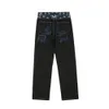 Felpe con cappuccio da uomo Felpe Arrivo Color Block Vintage Nero Uomo Hip Hop Jeans larghi Pantaloni dritti Pantaloni larghi in denim casual Pantalones Hombre 231018