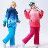 Frauen Trenchcoats Kinder Ski Anzug Kinder Snowboarden Schnee Warme Outdoor Tragen Junge Mädchen Mantel Strap Hosen Skifahren Kleidung