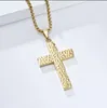 Naszyjniki wiszące 18K Solid Gold Crucifix Jezus Cross Oszałamiający łańcuch Naszyjnik