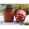 Planters & Pots Double Color Flower Pots Plastic Red Black Nursery Transplant Basin Unbreakable Flowerpot Home Planters Garden Supplie Dhhol