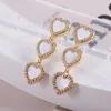 Stud Earrings European And American Jewelry Wholesale Multi-Pendant Shell Love Design Inlaid Zircon Heart-Shaped
