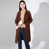 女性のトレンチコートハイエンドファッションセーターコートデザインニッチラペルシックミッドレングスエレガントプリーツニットカーディガン