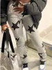Kvinnors byxor LW Casual Street Star staplade flerfärgade fall i midja i midja Dekor Lounge Elastiska byxor Streetwear