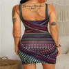 Female Slim Fit Cocktail Multicolored Striped Print Bodycon Dress Women Elegant Summer Plus Size Sexy Party315Z