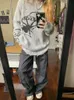Женские трикотажные футболки Milang Girl С принтом паука в стиле Харадзюку, женский готический винтажный рваный джемпер в стиле гранж, уличная одежда, корейский пуловер большого размера в стиле хип-хоп 231018