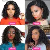 Synthetic Wigs Cranberry Short Curly Bob Wig Wet And Wavy Water Wave Bob Wig Malaysian Lace Front Human Hair Wigs For Women 13x4 Frontal Wig Q231019