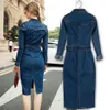 Abiti casual 2021 Moda Donna Denim Dress Office Ladies Slim Jeans Mid con cintura per Jean sexy Abiti aderenti Mujer239c