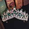 Crystal Bridal Tiaras Crowns Women Rhinestone Red Green Baroque Pageant Diadem Vintage Wedding Hair Accessories Costume Jewelry Cl272J