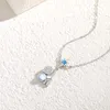 N000722B N000723B 925 Silver+Cubic Zircon Glazed Stone Moonstone Luxury Jewelry Classic Designer Fashion Couple Necklace Wholesale Thanksgiving Christmas Gift