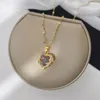 Pendant Necklaces Cubic Zirconia Heart Neckace Stainless Steel Gold Plated Japan Korea Jewerlry