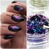 Acrylic Powders Liquids 1 Jar Aurora Chrome Eyeshadow Nail Art Flakes Chameleon Galaxy GLITTER Nail Powder Peacock color Mirror Manicure Art Powder PT9 231019