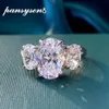 100% 925 Sterling Silver Oval Cut Simulated Moissanite Gemstone Wedding Engagement Diamond Ring hela par ringar Cluster287a