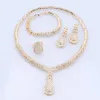 Women Italian Gold Color Crystal Necklace Earrings Bracelet Ring Wedding Party Gift Jewelry Sets Free Shipping