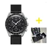 Montres-bracelets Marque originale avec boîte Montres de lune pour hommes Multifonction Boîtier en plastique Chronographe Explorer Planet Clock