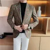 Abiti da uomo Lusso Uomo Fiori Blazer Palcoscenico Abito da banchetto Giacca da ospite Uomo Matrimonio Business Cappotto casual Streetwear Costume sociale S-4XL