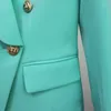 Damenanzüge LIBIELIY Schöner Popest Modedesigner-Blazer Zweireihiger Schalkragenjacke mit Löwenknöpfen Mintgrün