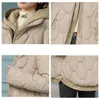 Womens Down Parkas Women Parke Winter Jacket Splice Hooded Fake Two Piece Cotton Thicke Warm Short Coat Female Snow Outwear 231019