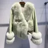 Womens Fur Faux Luxury Coat Women Winter Jacket Real Leather With Natural äkta fårskinn Hela huden Kvinnlig utkläder 231018