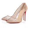 Sandales de luxe en strass chaussures habillées chaussures de banquet à talons hauts designer bouts pointus slingbacks femmes mode mariée pompes ballet plat C1019